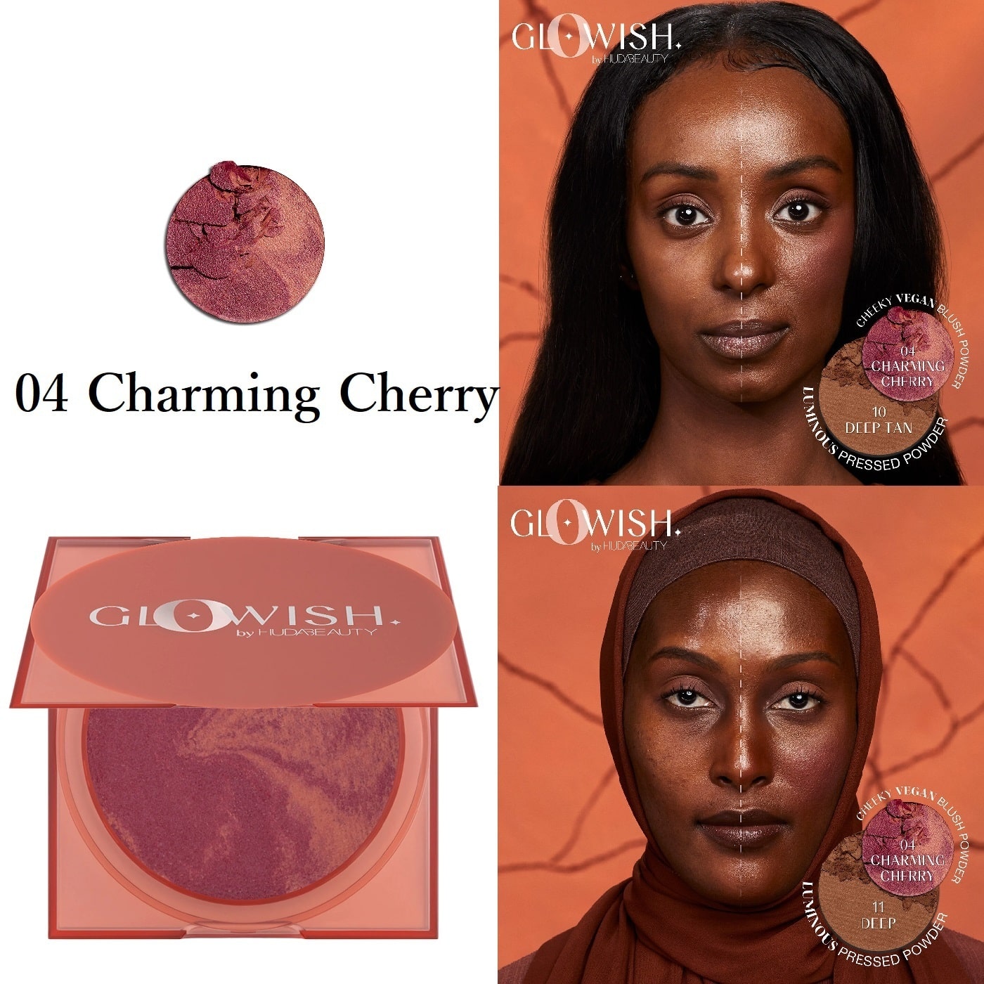 Glowish Cheeky Vegan Soft Glow Powder Blush 04 Charming Cherry