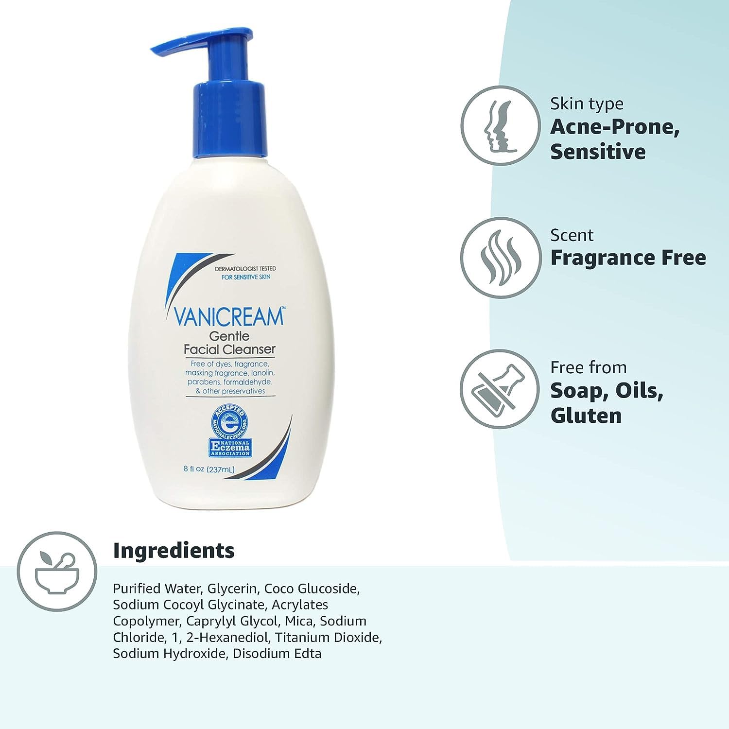 Vanicream Gentle Facial Cleanser For Sensitive Skin 