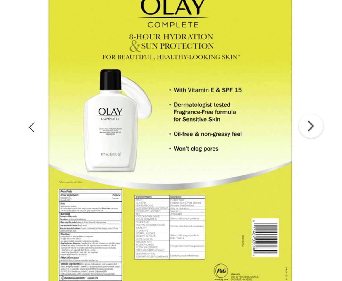 Olay Complete Uv365 Daily Moisturizer With Sunscreen Spf 15 Senseitive